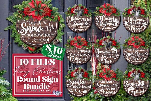 Christmas Svg, Funny Christmas Bundle, Round Svg Sign SVG Crafty Mama Studios 