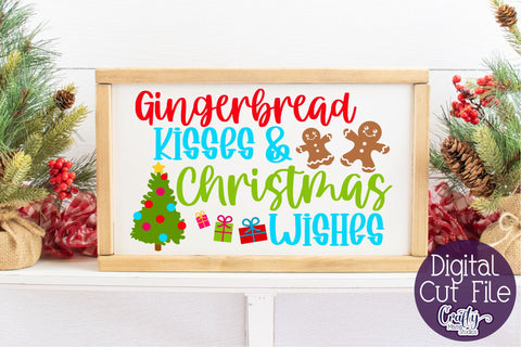 Christmas Svg, Gingerbread Kisses Christmas Wishes Cut File SVG Crafty Mama Studios 