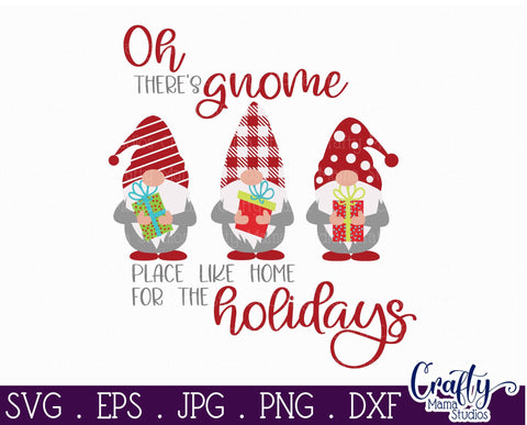 Christmas Svg - Gnome Christmas - Buffalo Plaid - No Place Like Home For The Holidays SVG Crafty Mama Studios 