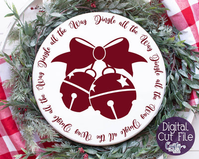 Christmas Svg - Jingle All The Way Svg - Christmas Round Sign SVG Crafty Mama Studios 