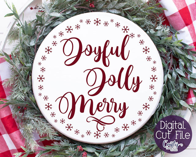 Christmas Svg - Joyful Jolly Merry Svg - Christmas Round Sign SVG Crafty Mama Studios 