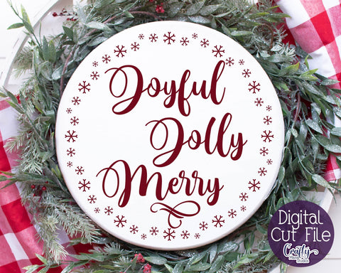 Christmas Svg - Joyful Jolly Merry Svg - Christmas Round Sign SVG Crafty Mama Studios 