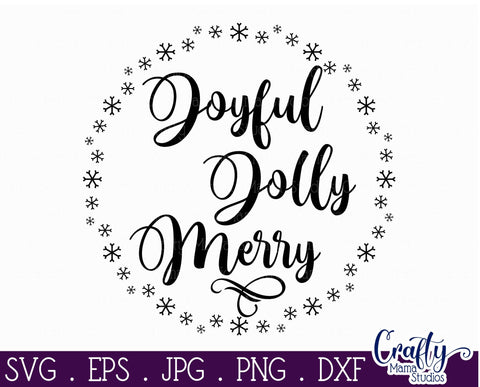Christmas Svg - Joyful Jolly Merry Svg - Christmas Round Sign SVG Crafty Mama Studios 