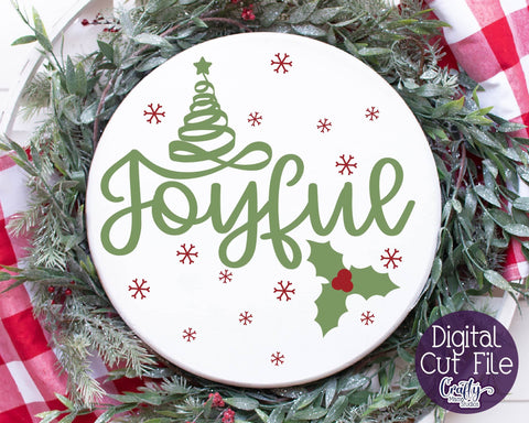 Christmas Svg - Joyful Svg - Christmas Tree Round Sign Svg SVG Crafty Mama Studios 