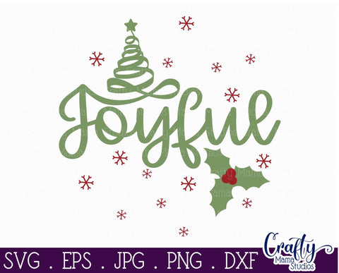 Christmas Svg - Joyful Svg - Christmas Tree Round Sign Svg SVG Crafty Mama Studios 