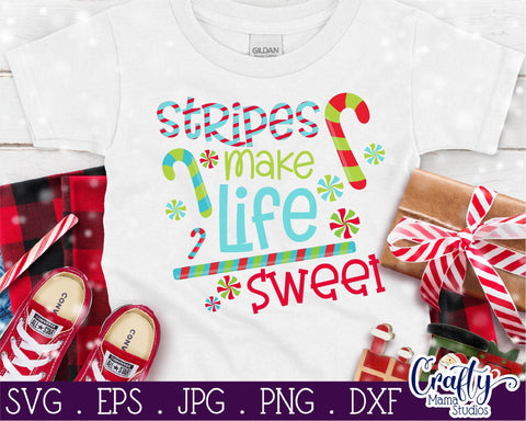 Christmas Svg - Kid's Christmas - Stripes Make Life Sweet SVG Crafty Mama Studios 