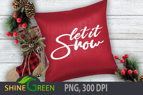 Christmas SVG - Let It Snow - Round Wood Sign SVG Shine Green Art 