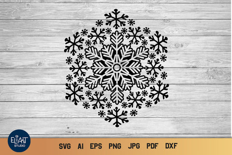 Christmas SVG Mandala, Snowflake Mandala SVG, Vinyl Winter Decoration. SVG Elinorka 