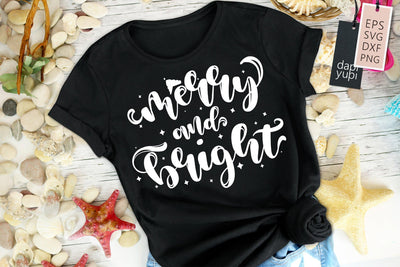 Christmas SVG Merry and Bright Quotes SVG dapiyupi store 