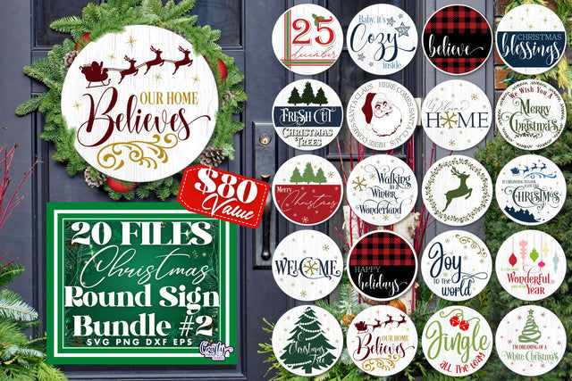 Christmas Svg, Merry Christmas Bundle 2 Round Sign Christmas SVG Crafty Mama Studios 