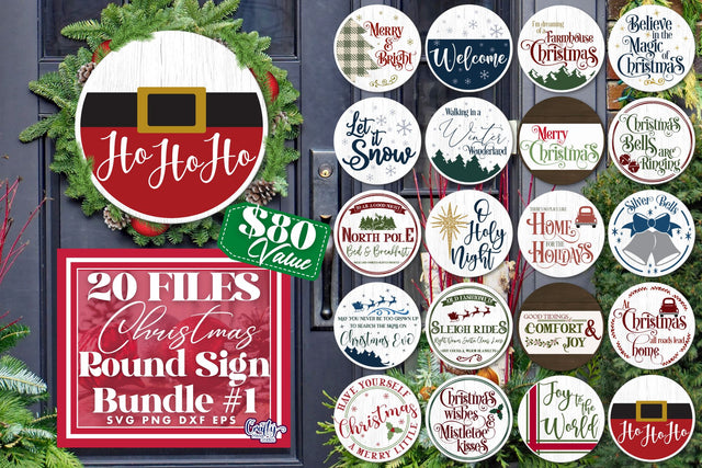 Christmas Svg, Merry Christmas Bundle, Round Sign Christmas SVG Crafty Mama Studios 