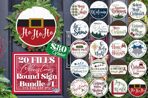 Christmas Svg, Merry Christmas Bundle, Round Sign Christmas SVG Crafty Mama Studios 