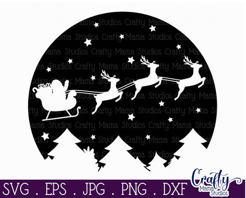 Christmas Svg - Merry Christmas - Santa On Sleigh Silhouette SVG Crafty Mama Studios 