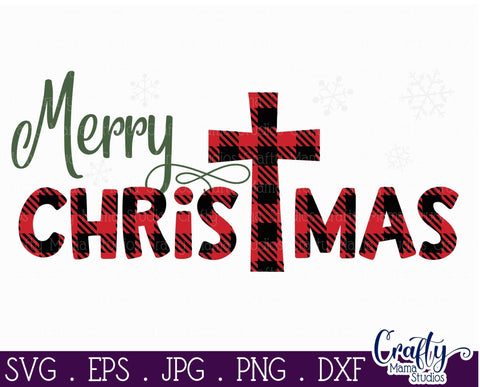 Christmas Svg - Merry Christmas SVG - Buffalo Plaid Christmas - Christmas Cross SVG Crafty Mama Studios 