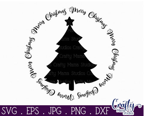 Christmas Svg - Merry Christmas Svg - Christmas Round Sign SVG Crafty Mama Studios 