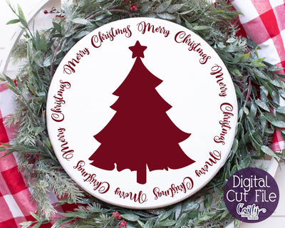 Christmas Svg - Merry Christmas Svg - Christmas Round Sign SVG Crafty Mama Studios 