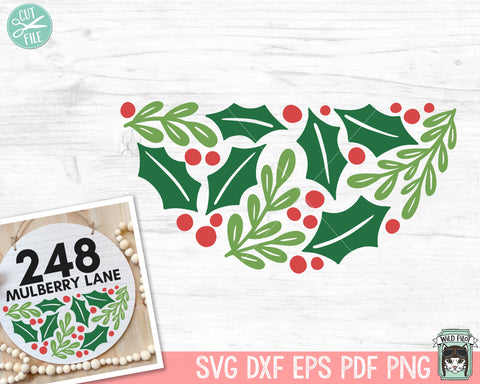 Christmas SVG, Merry Christmas SVG, Monogram Frame SVG, Christmas Round Sign svg, Round Frame, Happy Holidays svg, Holly svg, Evergreen svg SVG Wild Pilot 