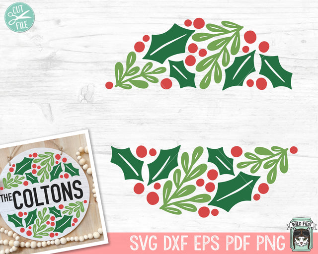 Christmas SVG, Merry Christmas SVG, Monogram Frame SVG, Winter svg, Round Sign svg, Round Frame, Happy Holidays svg, Holly svg, Evergreen SVG Wild Pilot 