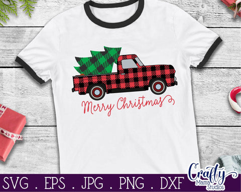 Christmas Svg - Merry Christmas SVG - Vintage Truck - Christmas Truck - Buffalo Plaid SVG Crafty Mama Studios 