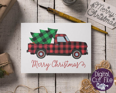 Christmas Svg - Merry Christmas SVG - Vintage Truck - Christmas Truck - Buffalo Plaid SVG Crafty Mama Studios 
