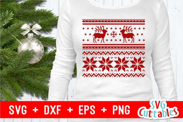 Christmas SVG - Merry Christmas Ugly Sweater Reindeer SVG Svg Cuttables 