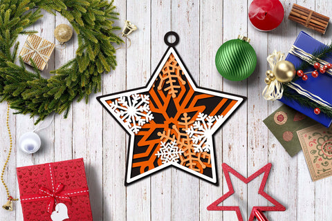 Christmas SVG Ornament, 3d Layered SVG Star Ornament, Snowflakes Ornament SVG. 3D Paper Elinorka 