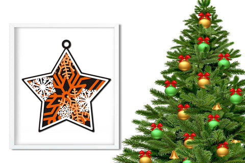Christmas SVG Ornament, 3d Layered SVG Star Ornament, Snowflakes Ornament SVG. 3D Paper Elinorka 