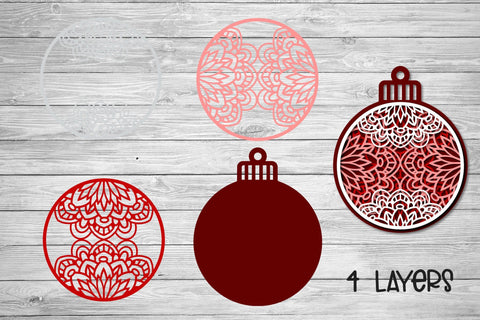 Christmas SVG Ornament, 3D SVG Layered Mandala, Ornaments SVG. 3D Paper Elinorka 