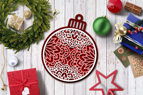 Christmas SVG Ornament, 3D SVG Layered Mandala, Ornaments SVG. 3D Paper Elinorka 