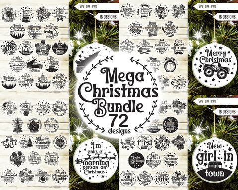 Christmas Svg Ornament Mega Bundle. Family Round Christmas Ornaments Svg. Merry Christmas Svg. Funny Christmas Quotes Svg, Dxf, Png SVG Mint And Beer Creations 