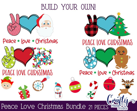 Christmas Svg - Peace Love Christmas Svg - Make Your Own Kit SVG Crafty Mama Studios 