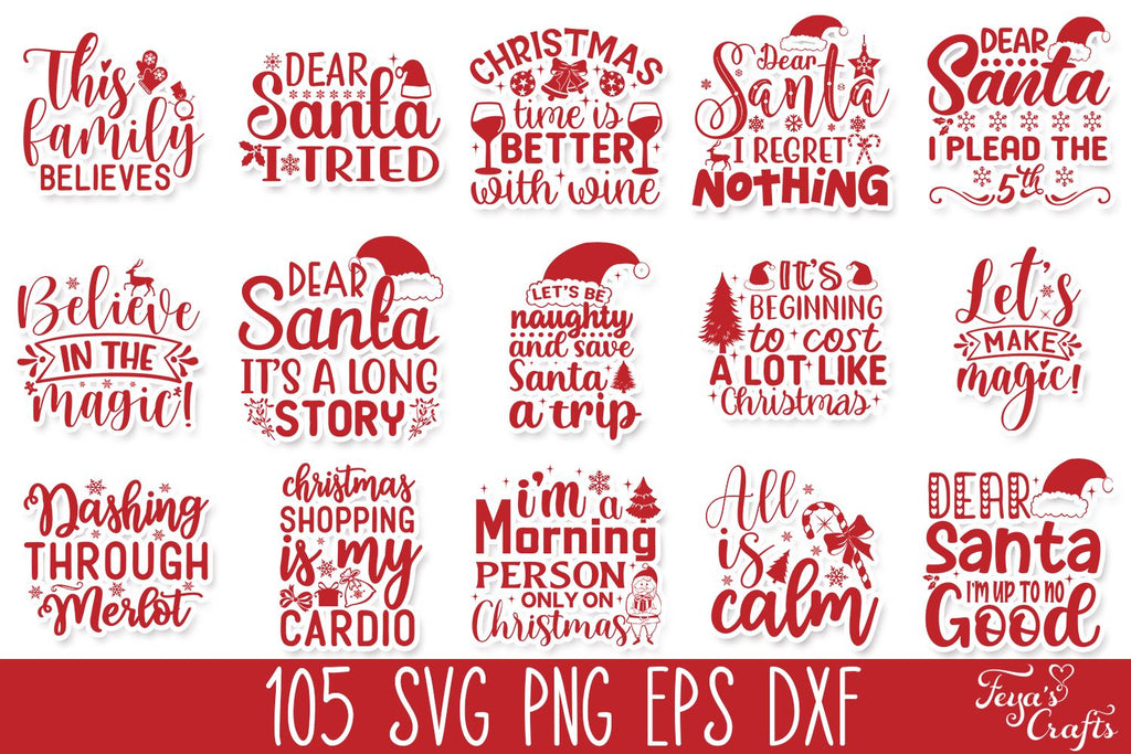 Christmas SVG Quotes Bundle with 105 Cut Files - So Fontsy