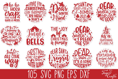 Christmas SVG Quotes Bundle with 105 Cut Files - So Fontsy