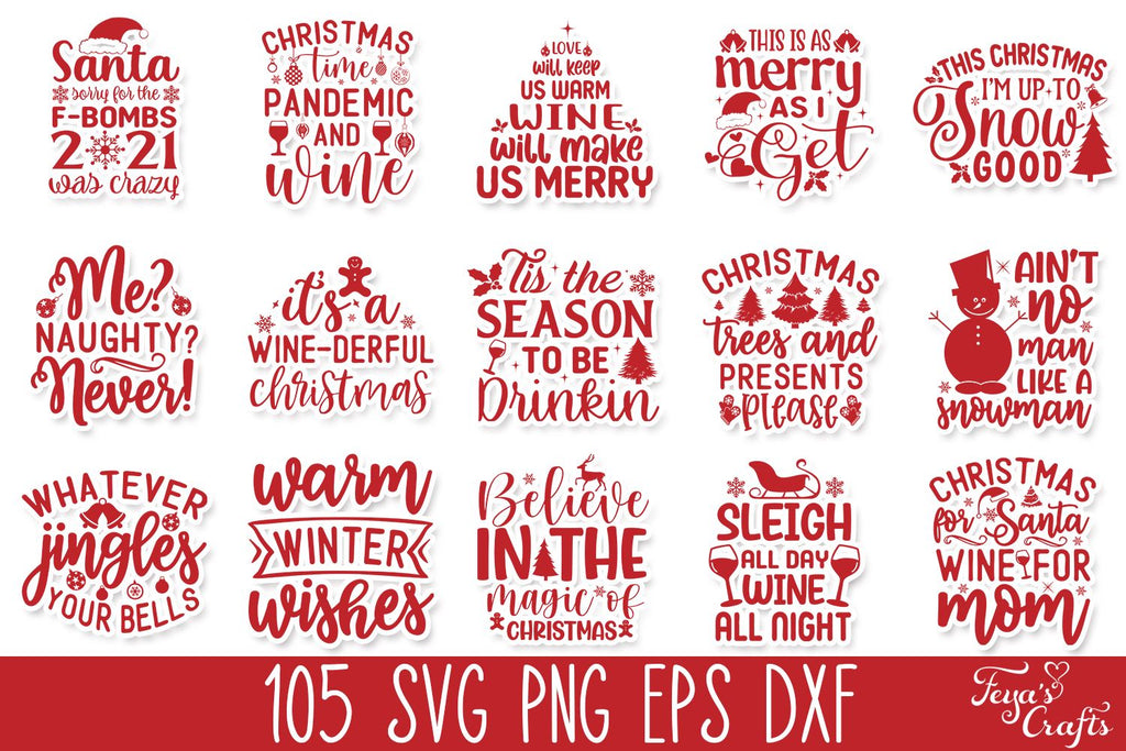 Christmas Svg Quotes Bundle With 105 Cut Files - So Fontsy