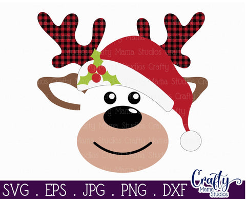 Christmas Svg - Reindeer Svg - Kid's Christmas - Buffalo Plaid SVG Crafty Mama Studios 