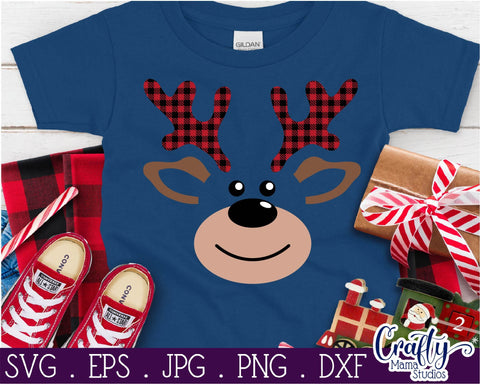 Christmas Svg - Reindeer Svg - Kid's Christmas - Buffalo Plaid SVG Crafty Mama Studios 