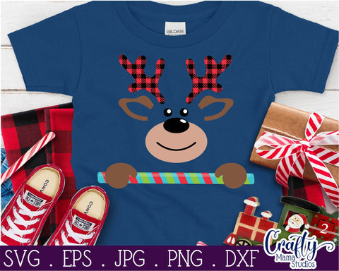 Christmas Svg - Reindeer Svg - Kid's Christmas - Buffalo Plaid SVG Crafty Mama Studios 