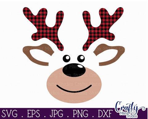 Christmas Svg - Reindeer Svg - Kid's Christmas - Buffalo Plaid SVG Crafty Mama Studios 