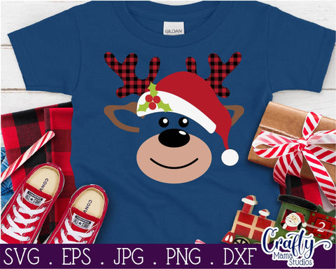 Christmas Svg - Reindeer Svg - Kid's Christmas - Buffalo Plaid SVG Crafty Mama Studios 