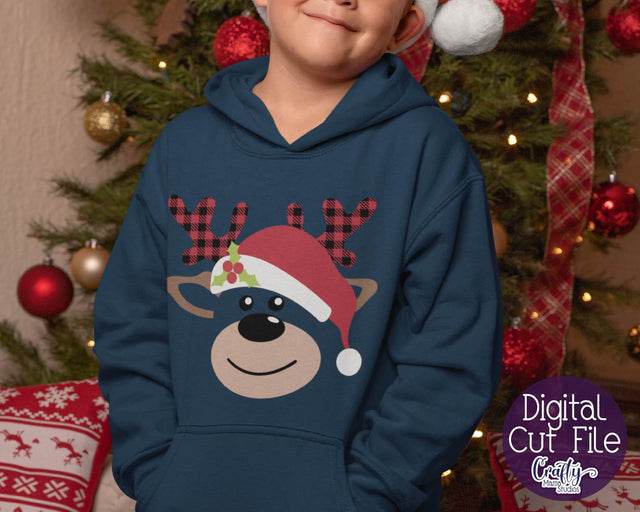 Christmas Svg - Reindeer Svg - Kid's Christmas - Buffalo Plaid SVG Crafty Mama Studios 