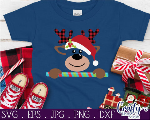 Christmas Svg - Reindeer Svg - Kid's Christmas - Buffalo Plaid SVG Crafty Mama Studios 