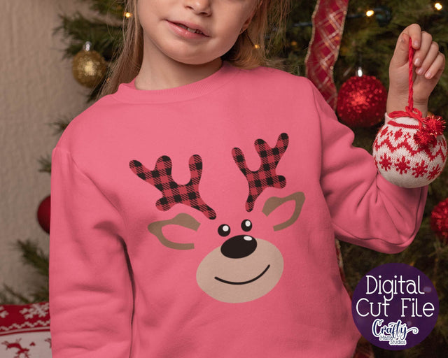 Christmas Svg - Reindeer Svg - Kid's Christmas - Buffalo Plaid SVG Crafty Mama Studios 