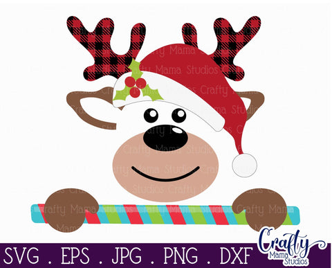 Christmas Svg - Reindeer Svg - Kid's Christmas - Buffalo Plaid SVG Crafty Mama Studios 