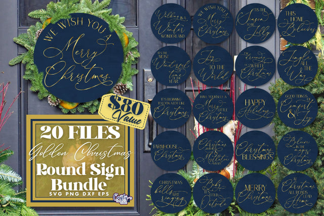 Christmas Svg Round Sign Bundle| Gold Christmas Sign Bundle SVG Crafty Mama Studios 