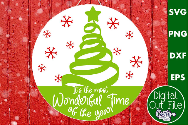 Christmas Svg Round Sign | Most Wonderful Time Of The Year SVG Crafty Mama Studios 