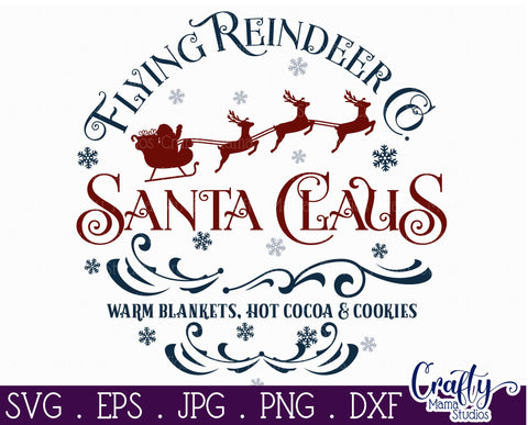 Christmas Svg, Santa Round Sign, Flying Reindeer Company SVG Crafty Mama Studios 