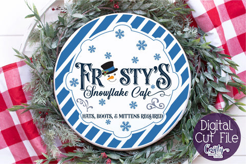 Christmas Svg, Santa Round Sign, Frosty's Snowflake Cafe Svg SVG Crafty Mama Studios 