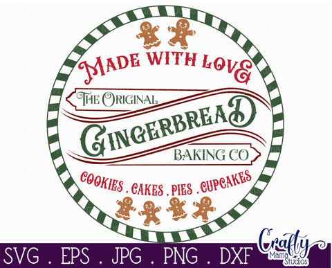 Christmas Svg, Santa Round Sign, Gingerbread Baking Company SVG Crafty Mama Studios 
