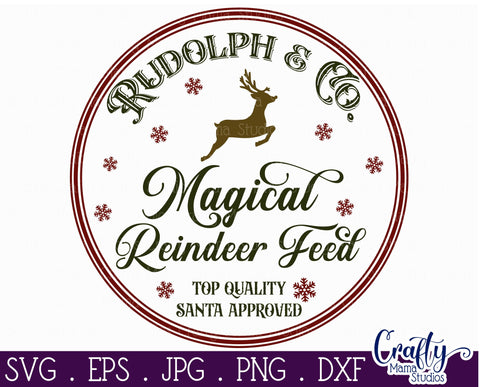 Christmas Svg, Santa Round Sign, Magical Reindeer Feed File SVG Crafty Mama Studios 