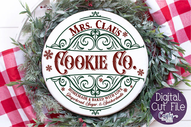 Christmas Svg, Santa Round Sign, Mrs. Claus Cookie Company SVG Crafty Mama Studios 